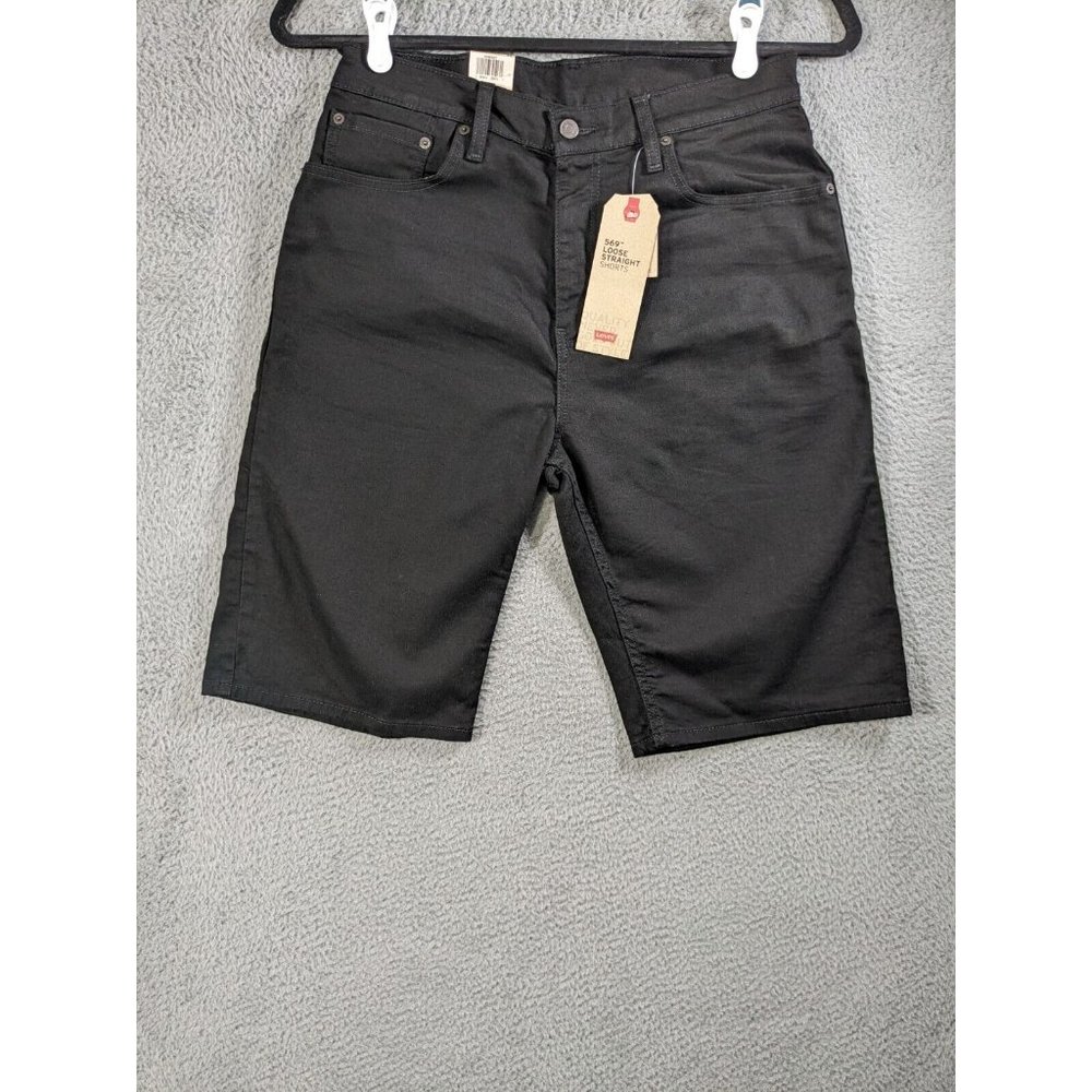 Levi's Shorts Mens 32 569 Loose Straight Denim Jean Cotton Stretch Black NEW